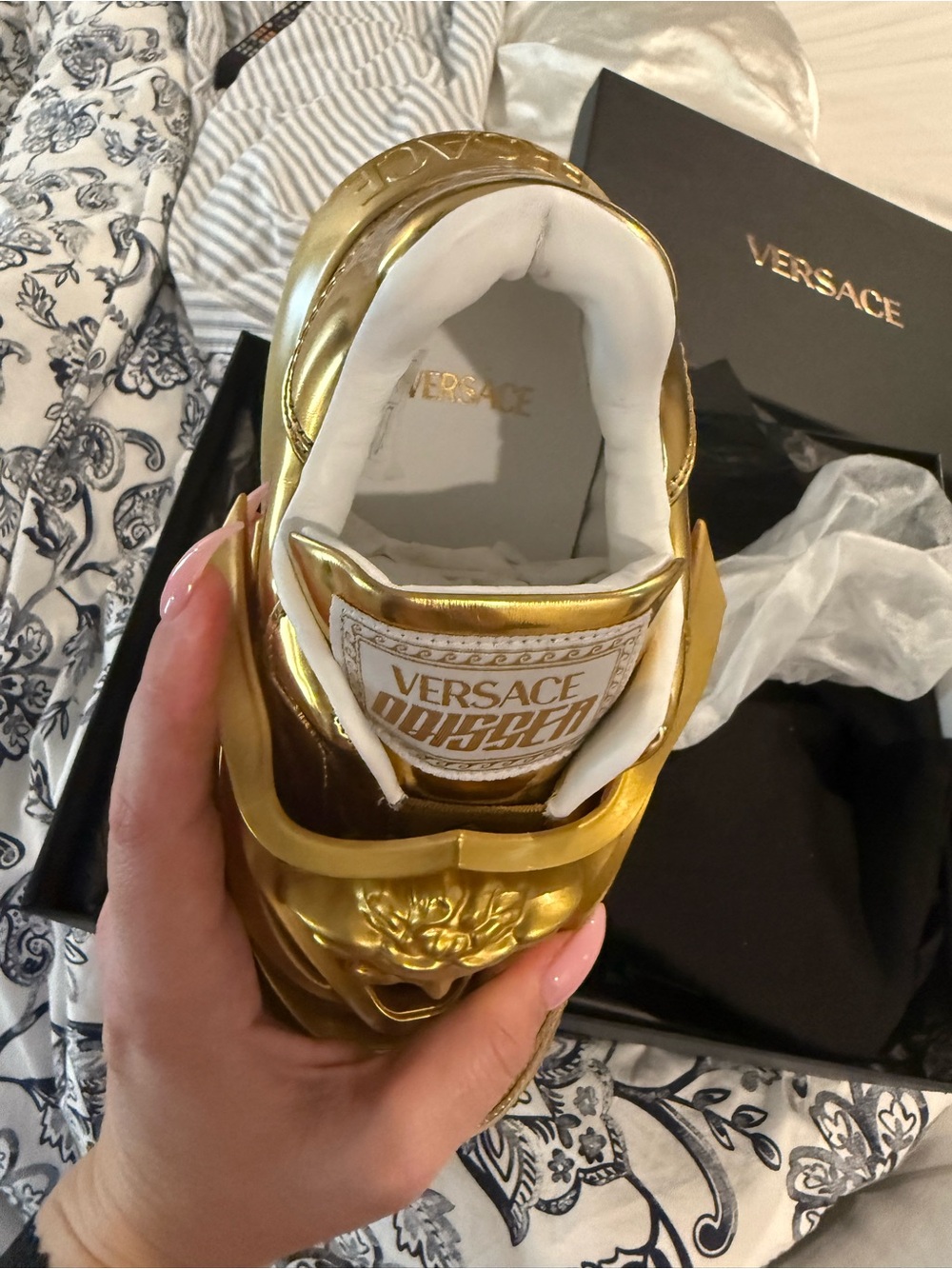 Versace Metallic Gold Medusa Platform Sneaker - Picture 4 of 4